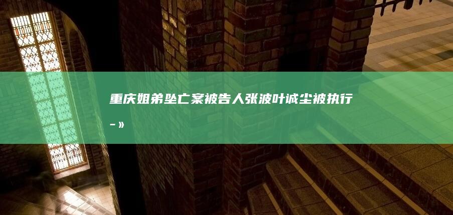 「重庆姐弟坠亡案」被告人张波、叶诚尘被执行死刑，哪些信息值得关注？